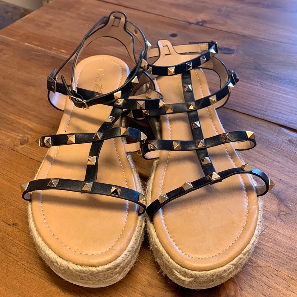 Black Studded Sandals
